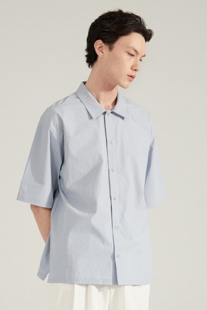 COTTON HALF SLEEVE SHIRT_Pale blue