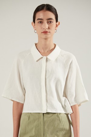 LINEN CROP SHIRT_White