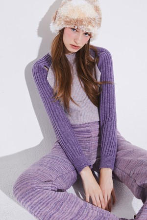 SLIT BLENDING KNIT TOP_Purple