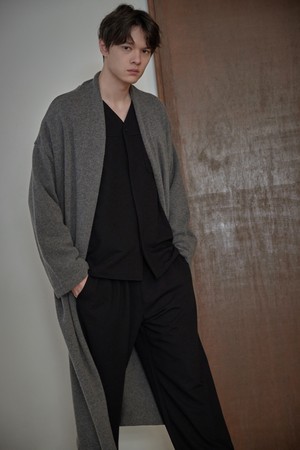 CASHMERE KNIT ROBE COAT_smoke charcoal (men)