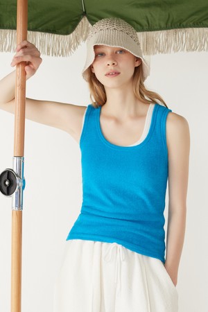 [23SS] TERRY SQUARE NECK SLEEVELESS_Aqua Blue