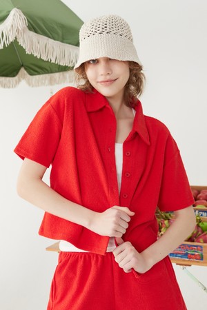 [23SS] TERRY HALF SLEEVE SHIRT_Red