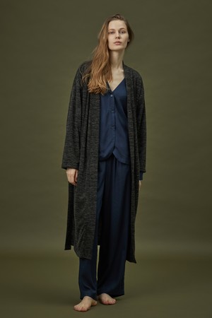 CLASSIC KNIT LONG ROBE_grey black (women)