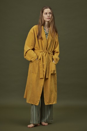 CLASSIC SUEDE LONG ROBE_mustard (women)