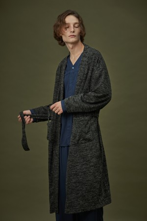 CLASSIC KNIT LONG ROBE_grey black (men)