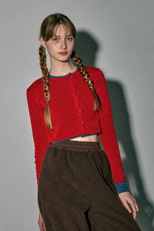 UNBALANCE SLIM CARDIGAN_RED