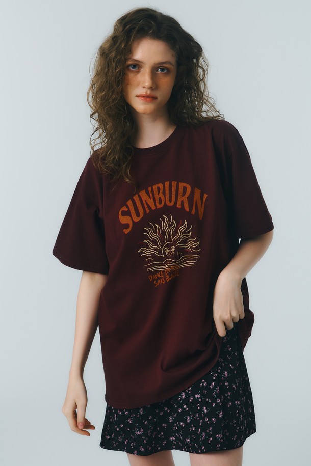 Quafe - 반소매 티셔츠 - SUNBURN VINTAGE T-SHIRT_burgundy