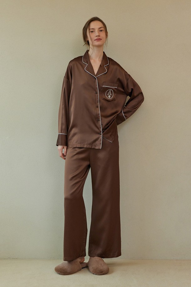 atempo - 홈웨어 - CLASSIC ROUND PAJAMA SET_chocolate