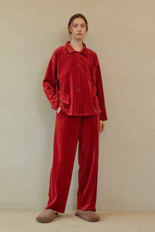 atempo - 홈웨어 - VELOUR PAJAMA SET_carmine red (women)