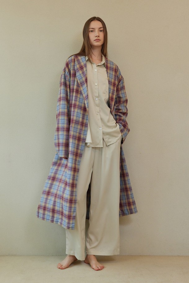 atempo - 홈웨어 - CLASSIC LONG ROBE_whisper check (women)