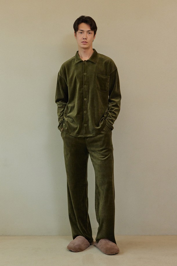 atempo - 언더웨어 - VELOUR PAJAMA SET_olive (men)