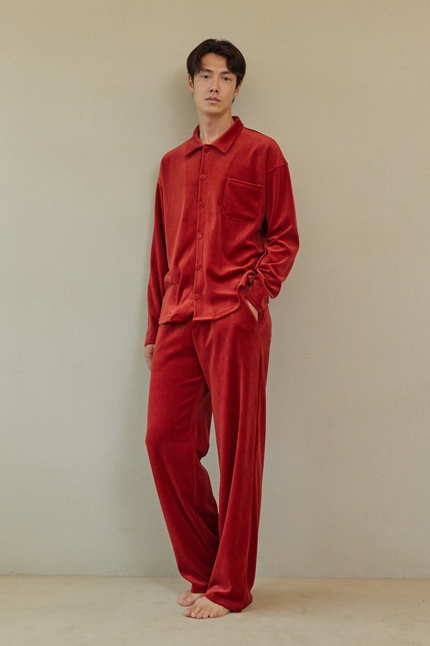 atempo - 언더웨어 - VELOUR PAJAMA SET_carmine red (men)