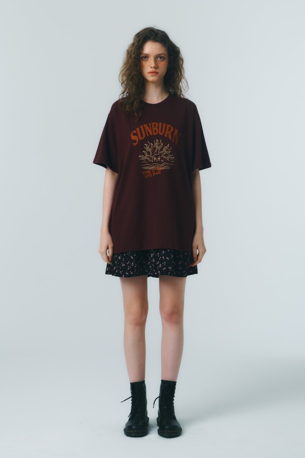 Quafe - 반소매 티셔츠 - SUNBURN VINTAGE T-SHIRT_burgundy