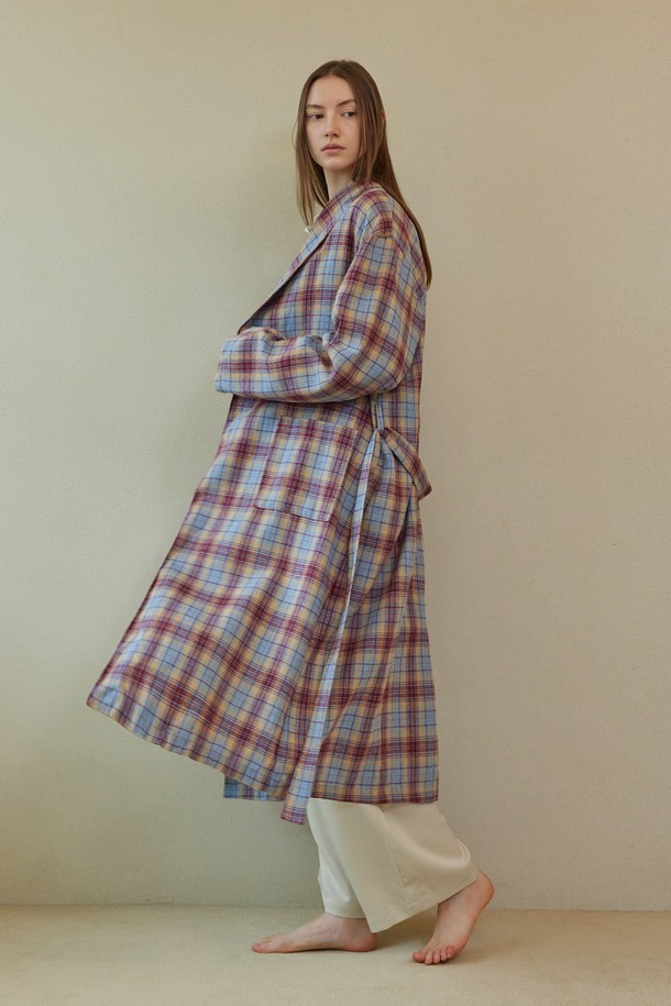 atempo - 홈웨어 - CLASSIC LONG ROBE_whisper check (women)