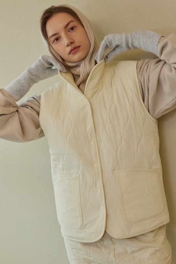 atempo - 패딩 - QUILTING PADDING VEST_ivory (women)