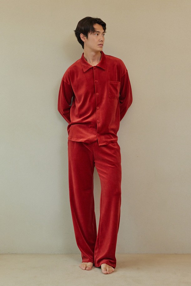 atempo - 언더웨어 - VELOUR PAJAMA SET_carmine red (men)