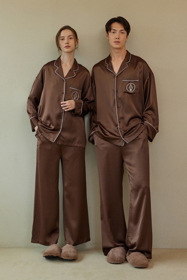 atempo - 언더웨어 - CLASSIC PAJAMA COUPLE SET_chocolate