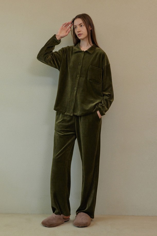 atempo - 홈웨어 - VELOUR PAJAMA SET_olive (women)