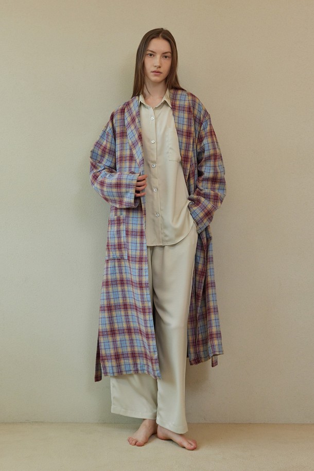 atempo - 홈웨어 - CLASSIC LONG ROBE_whisper check (women)