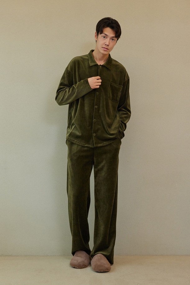 atempo - 언더웨어 - VELOUR PAJAMA SET_olive (men)