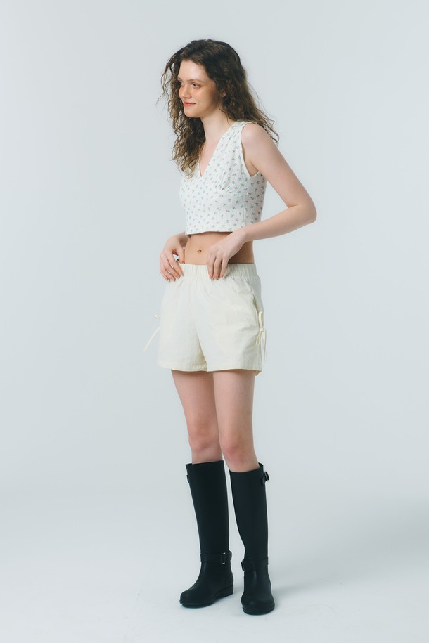 Quafe - 쇼트팬츠 - RIBBON NYLON SHORTS_ivory