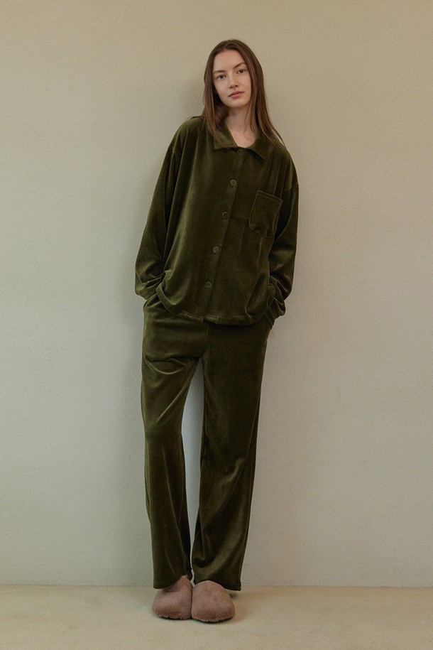 atempo - 홈웨어 - VELOUR PAJAMA SET_olive (women)