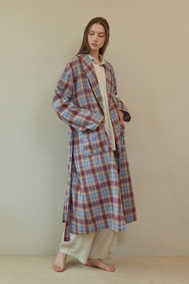 atempo - 홈웨어 - CLASSIC LONG ROBE_whisper check (women)