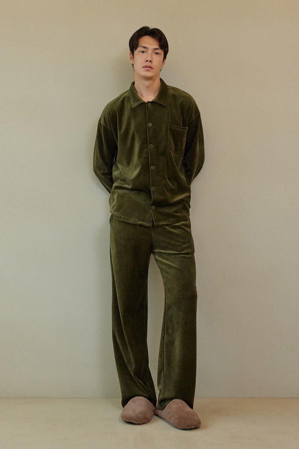 atempo - 언더웨어 - VELOUR PAJAMA SET_olive (men)