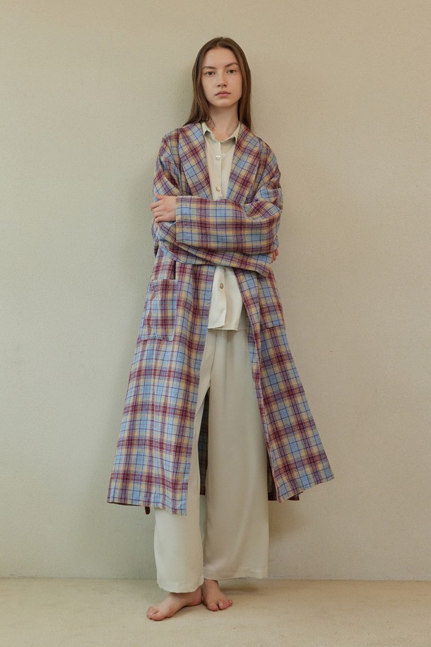 atempo - 홈웨어 - CLASSIC LONG ROBE_whisper check (women)