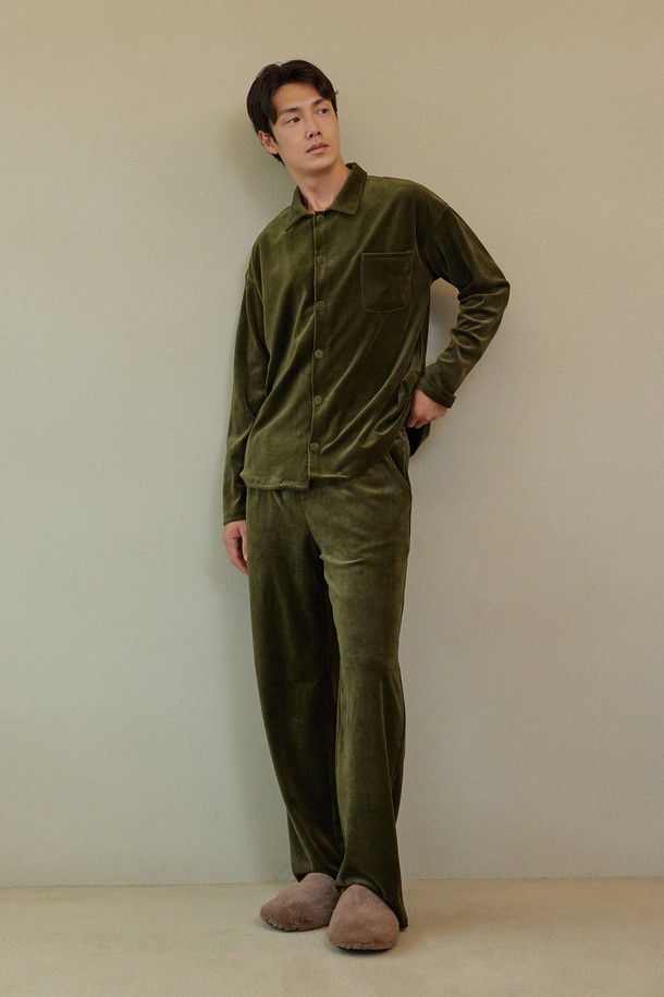 atempo - 언더웨어 - VELOUR PAJAMA SET_olive (men)