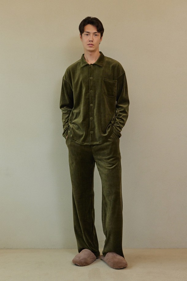 atempo - 언더웨어 - VELOUR PAJAMA COUPLE SET_olive