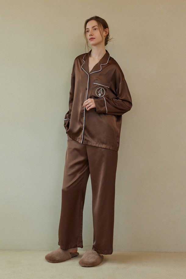 atempo - 홈웨어 - CLASSIC ROUND PAJAMA SET_chocolate