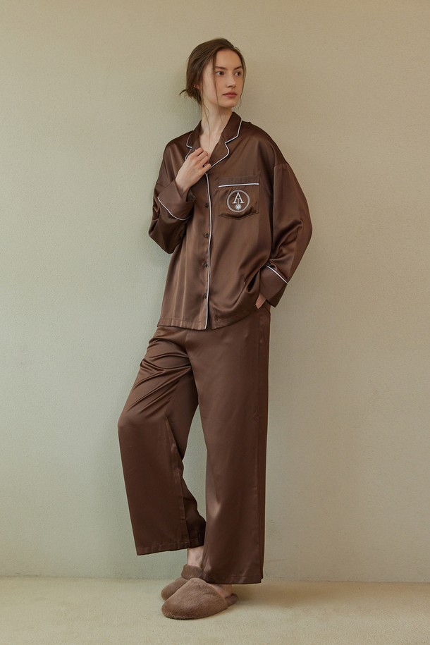 atempo - 홈웨어 - CLASSIC ROUND PAJAMA SET_chocolate