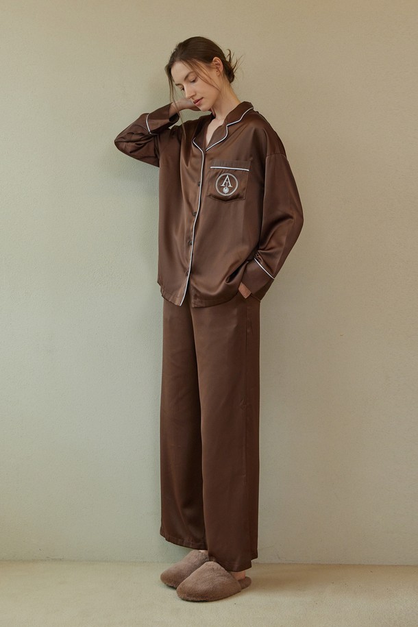 atempo - 홈웨어 - CLASSIC ROUND PAJAMA SET_chocolate