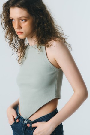 V-CUT HALTER TOP_sage green