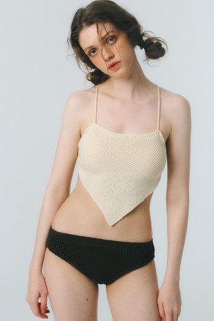 [RENEWAL] STRAP KNIT TOP (BIKINI)_cream yellow