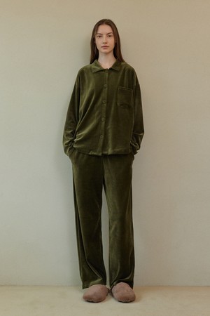 VELOUR PAJAMA SET_olive (women)