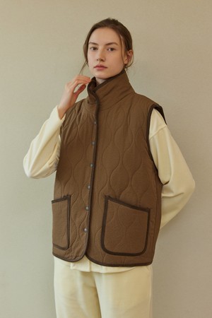 QUILTING PADDING VEST_brown (women)