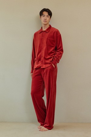 VELOUR PAJAMA SET_carmine red (men)