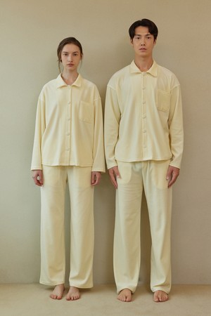 VELOUR PAJAMA COUPLE SET_cream