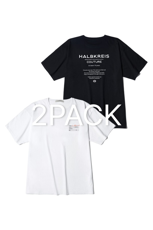 HALBKREIS - 반팔티셔츠 - [2PACK] Staff printing T-shirt