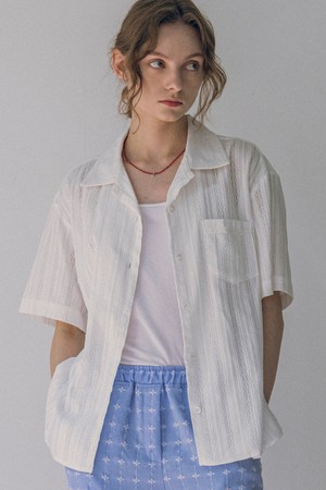 [24SS] A3477 레이스 오픈 칼라 셔츠