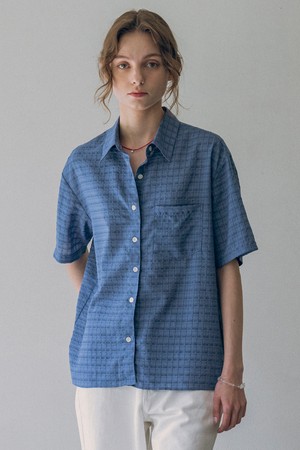 [24SS] A3480 시스루 체크 반팔 셔츠