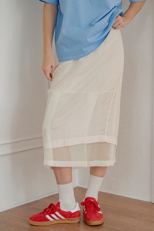 [25SS] P3226 시스루 밴딩 스커트