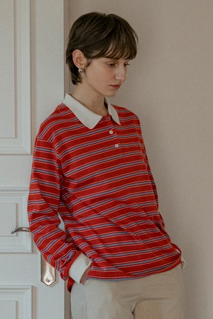 [25SS] A3520 빈티지 스트라이프 칼라 티셔츠
