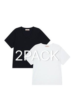 [2PACK] A3508 에센셜 U넥 티셔츠_2 COLOR