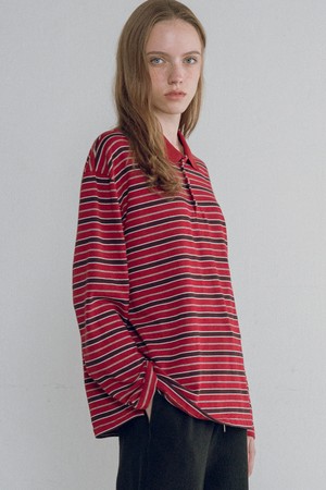 [25FW] A3548 버건디 레드 스트라이프 티셔츠