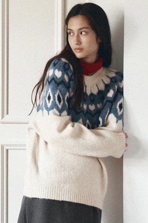 [25WINTER] KN4277 래글런 자카드 니트