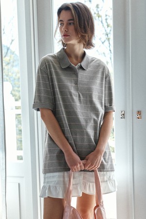 [26SUMMER] A3599 루즈핏 스트라이프 칼라 티셔츠