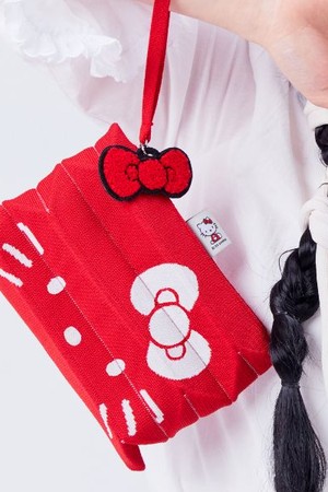 Lucky Pleats Knit Clutch S Hello Kitty Barbados Red